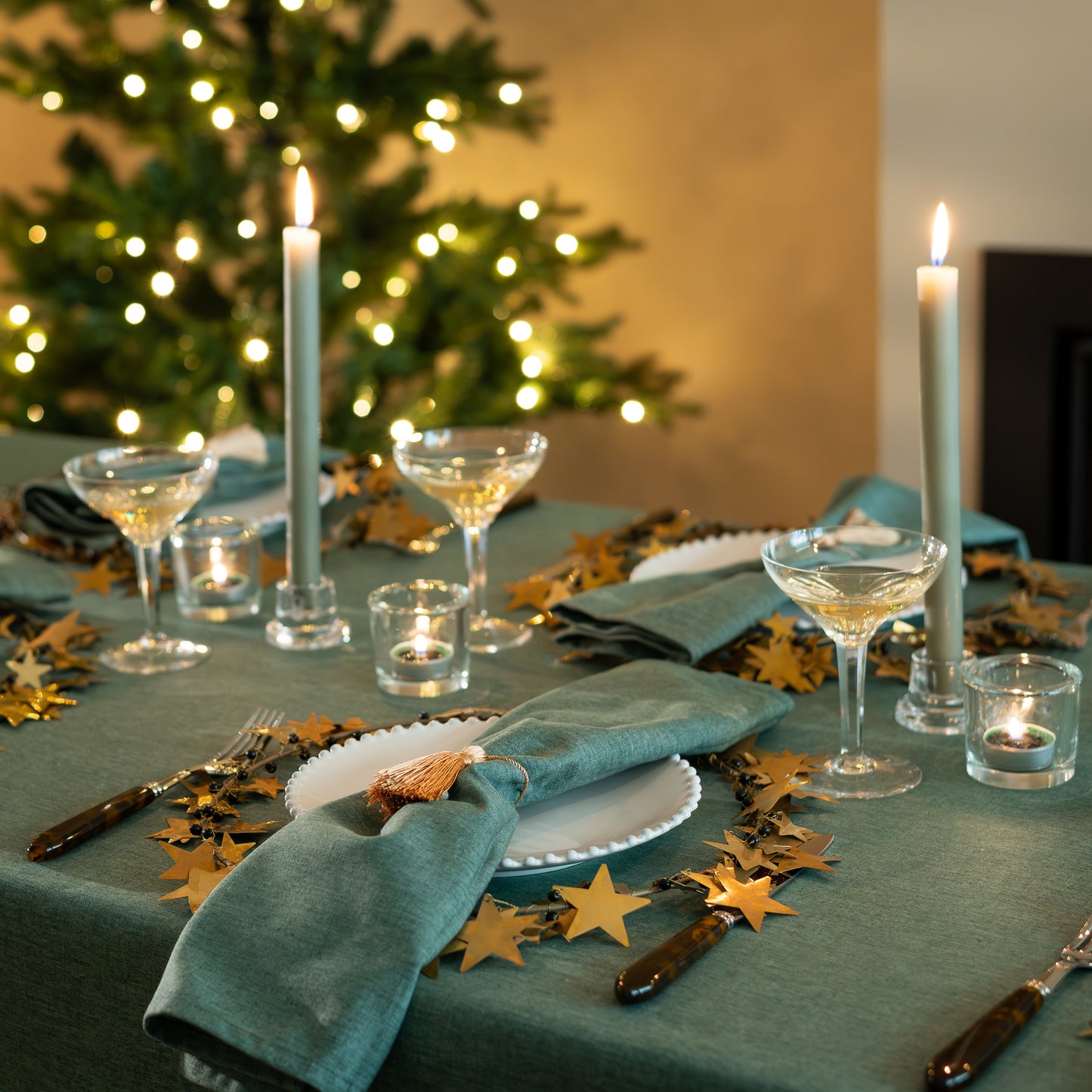 Donkergroen Tafelkleed En Servet Kerst